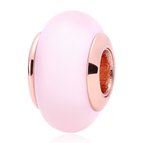 Berloque Murano Rosa Fosco - Prata 925